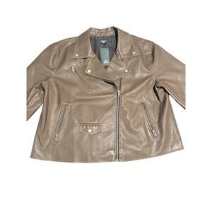 Wild Fable Target XXL Faux Leather Moto Jacket Taupe Brown NWT 2019 Y2K